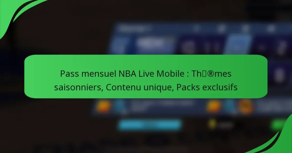 Pass mensuel NBA Live Mobile : Thèmes saisonniers, Contenu unique, Packs exclusifs