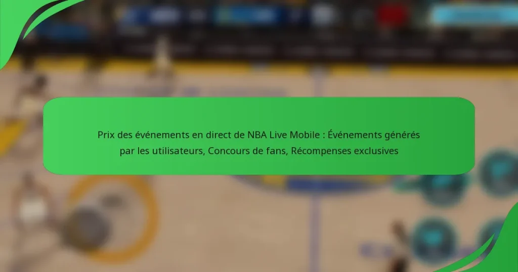 Prix des événements en direct de NBA Live Mobile : Événements générés par les utilisateurs, Concours de fans, Récompenses exclusives