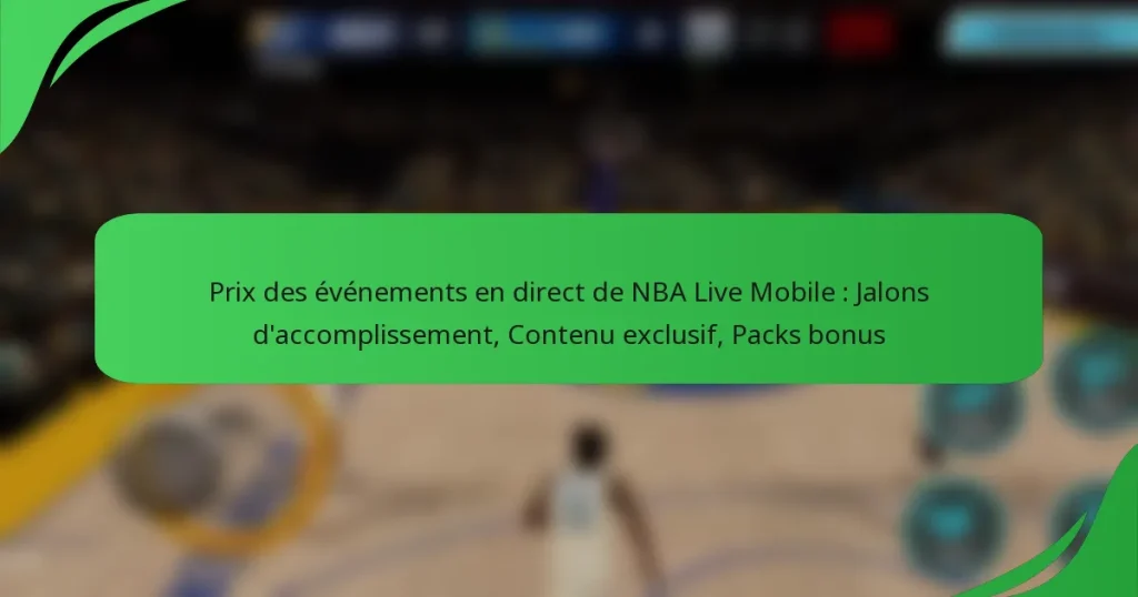 Prix des événements en direct de NBA Live Mobile : Jalons d’accomplissement, Contenu exclusif, Packs bonus